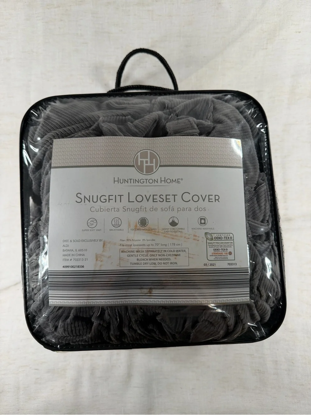 Huntington Home SnugFit Loveseat Cover — Charcoal